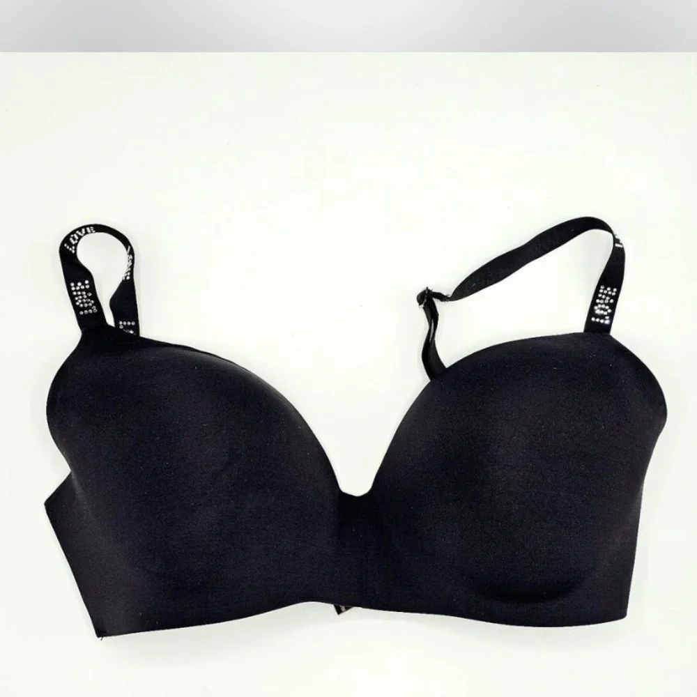 Victoria's Secret Black T-Shirt Bra with Embellished Straps - Picture 1 of 8